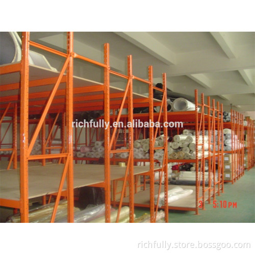 SPECIAL 6 upright columns Steel Shelves in D2000mm with wooden board used for stock or display long fabric rolls